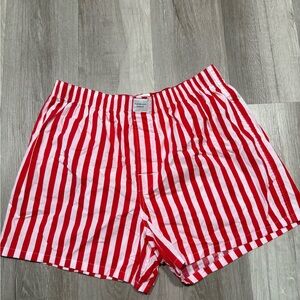 American Eagle Red and Pink Striped Shorts
